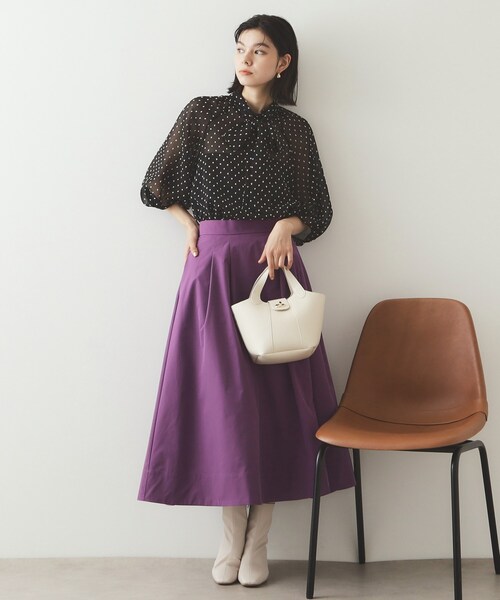 OPAQUE.CLIP（オペークドットクリップ）の「ドッドシアーボウタイブラウス【洗濯機洗い可】（シャツ/ブラウス・レディース・ネイビー/ブラック系4/オフホワイト・40/38/42）」の13枚目の写真