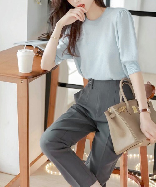 Miniministore(ミニミニストア)の「サマーニット パフスリーブ プルオーバー(ニット/セーター・レディース・イエロー/コーラルピンク/ライトブルー・FREE)」の5枚目の写真