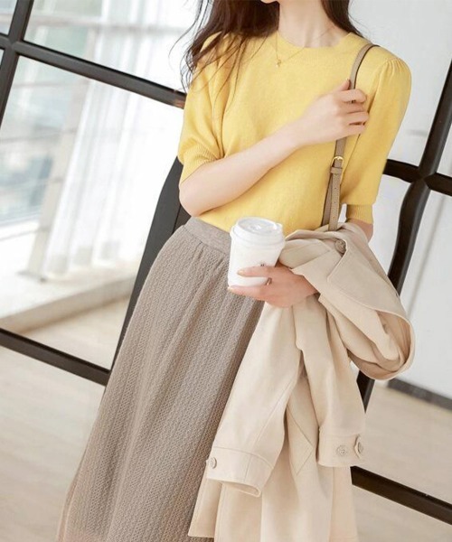 Miniministore(ミニミニストア)の「サマーニット パフスリーブ プルオーバー(ニット/セーター・レディース・イエロー/コーラルピンク/ライトブルー・FREE)」の14枚目の写真