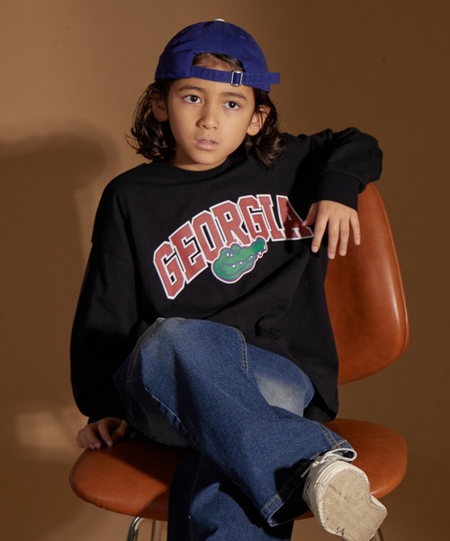 PAIRMANON STREET（ペアマノンストリート）の「【PAIRMANON STREET】アソート レトロ プリント ビッグシルエット 長袖 Tシャツ（Tシャツ/カットソー・キッズ・ブルー系その他3/ブラック系その他2/ブルー系その他2/ブルー系その他4/ベージュ系その他2/ブラック系その他6/ベージュ系その他/ブラック系その他4/ホワイト系その他2/ブラック系その他5/ホワイト系その他4/ブラック系その他3/ブラック系その他/オレンジ系その他/ブルー系その他/オレンジ/ホワイト系その他3/パープル系その他/ホワイト系その他/グリーン系その他・100/130/90/150/160/110/120/140）」の9枚目の写真