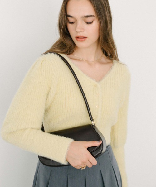 archives（アルシーヴ）の「スパンコールフェザーパフスリーブカーディガン（ニット/セーター・レディース・ブルーグレー/アイボリー/イエロー/オレンジ・MEDIUM）」の4枚目の写真