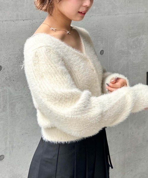 archives（アルシーヴ）の「スパンコールフェザーパフスリーブカーディガン（ニット/セーター・レディース・ブルーグレー/アイボリー/イエロー/オレンジ・MEDIUM）」の13枚目の写真