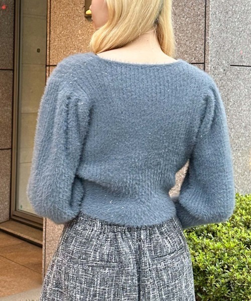 archives（アルシーヴ）の「スパンコールフェザーパフスリーブカーディガン（ニット/セーター・レディース・ブルーグレー/アイボリー/イエロー/オレンジ・MEDIUM）」の20枚目の写真