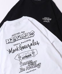 2026AW新柄追加 MARK GONZALES ARTWORK COLLECTION/マークゴンザレス 別注 ワンポイント刺繍 バックプリント 袖プリント オーバーサイズ 長袖Tシャツ ロンT レディース メンズ