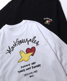 Mark Gonzales（マーク・ゴンザレス）の「MARK GONZALES ARTWORK COLLECTION/マークゴンザレス 別注 ワンポイント刺繍 バックプリント 袖プリント オーバーサイズ 長袖Tシャツ ロンT レディース メンズ（Tシャツ/カットソー）」