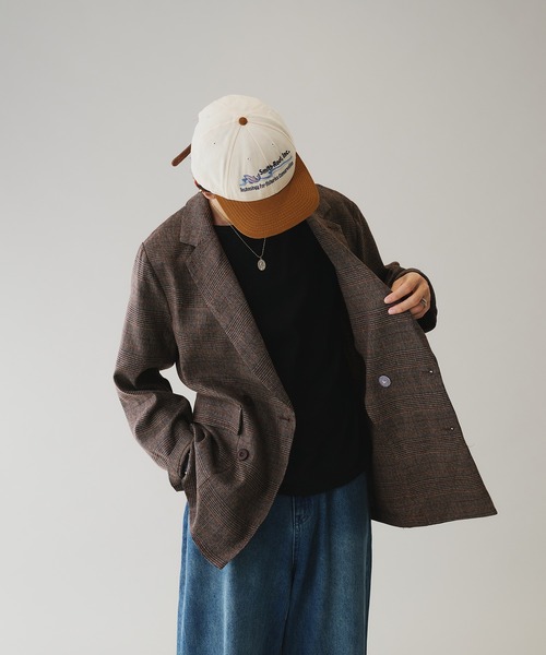 Adoon plain（アドーンプレーン）の「ダブルブレストタックチェックジャケット（テーラードジャケット・メンズ・グレー系/ブラウン系・MEDIUM/LARGE）」の6枚目の写真