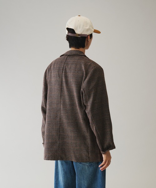 Adoon plain（アドーンプレーン）の「ダブルブレストタックチェックジャケット（テーラードジャケット・メンズ・グレー系/ブラウン系・MEDIUM/LARGE）」の7枚目の写真