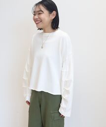 AMERICAN HOLIC | ミニ裏毛タックスリーブショートプルオーバー①(Tシャツ/カットソー)