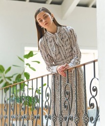 Bowtie pleated dress ボウタイプリーツワンピース