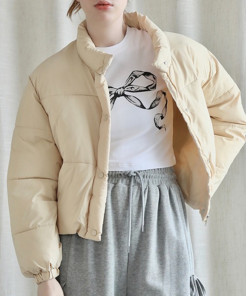 セール】【Jasmine】スタンドカラーダウンジャケットショート丈