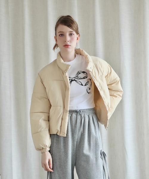 セール】【Jasmine】スタンドカラーダウンジャケットショート丈