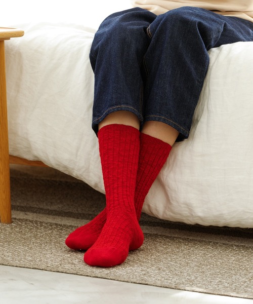 rasox（ラソックス）の「rasox（ラソックス）／　ビッグスラブコットン・クルー（ソックス/靴下・レディース・ダークネイビー/レッド/ダークブラック/チャコールグレー・LARGE/MEDIUM/SMALL）」の4枚目の写真