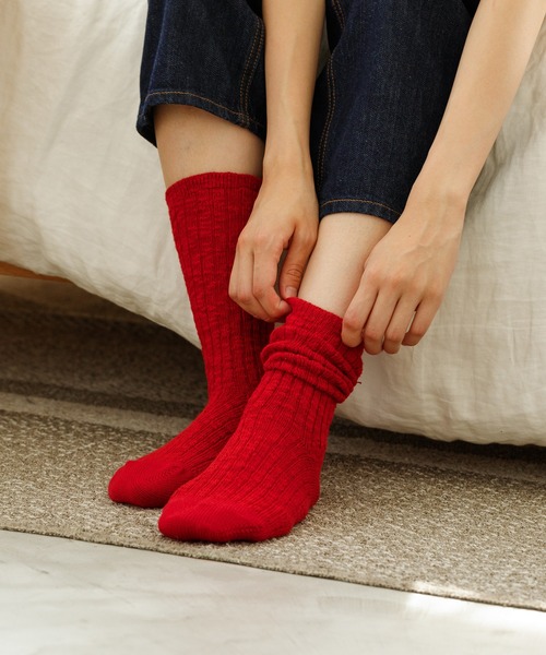 rasox（ラソックス）の「rasox（ラソックス）／　ビッグスラブコットン・クルー（ソックス/靴下・レディース・ダークネイビー/レッド/ダークブラック/チャコールグレー・LARGE/MEDIUM/SMALL）」の11枚目の写真