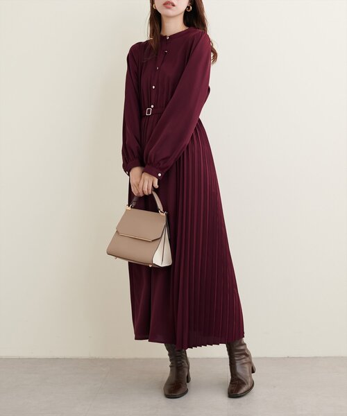 プリーツデザイン ワンピースKOMBU