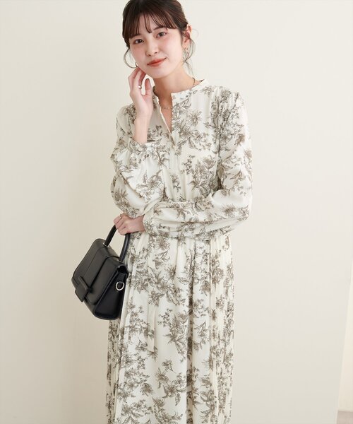 セール】サイドプリーツデザインワンピース（ワンピース）｜natural