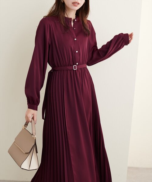 natural couture(ナチュラルクチュール)の「サイドプリーツデザインワンピース(ワンピース・レディース・その他1/その他2/その他3/ボルドー/グレイッシュベージュ・FREE)」の12枚目の写真