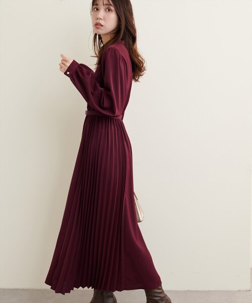 natural couture(ナチュラルクチュール)の「サイドプリーツデザインワンピース(ワンピース・レディース・その他1/その他2/その他3/ボルドー/グレイッシュベージュ・FREE)」の14枚目の写真