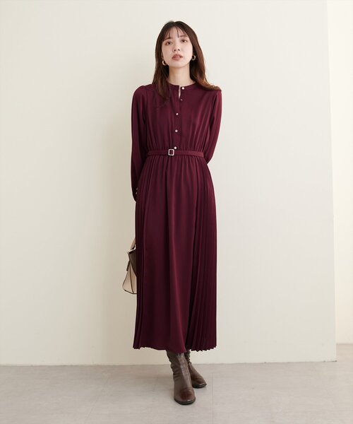 natural couture(ナチュラルクチュール)の「サイドプリーツデザインワンピース(ワンピース・レディース・その他1/その他2/その他3/ボルドー/グレイッシュベージュ・FREE)」の11枚目の写真