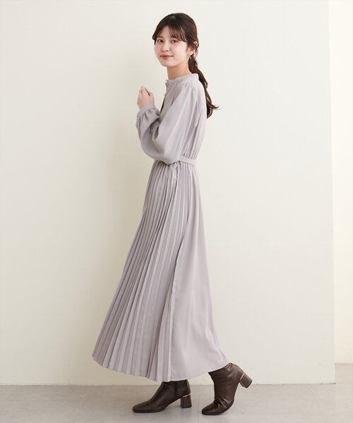 natural couture(ナチュラルクチュール)の「サイドプリーツデザインワンピース(ワンピース・レディース・その他1/その他2/その他3/ボルドー/グレイッシュベージュ・FREE)」の8枚目の写真