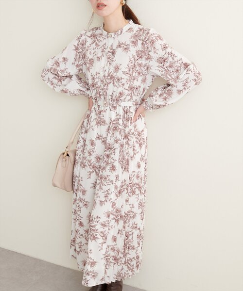 natural couture(ナチュラルクチュール)の「サイドプリーツデザインワンピース(ワンピース・レディース・その他1/その他2/その他3/ボルドー/グレイッシュベージュ・FREE)」の1枚目の写真