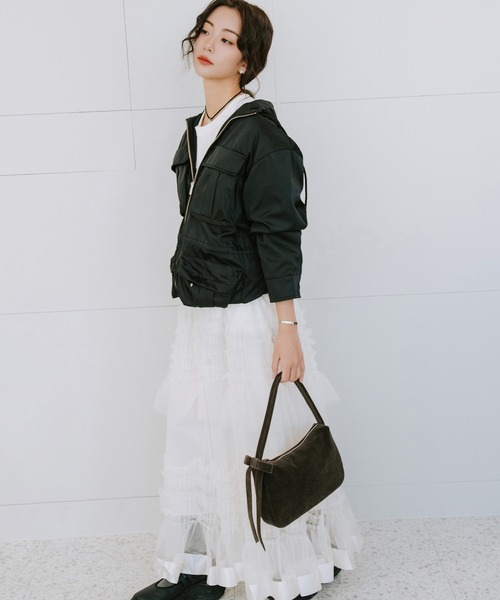 EFOLE（エフォル）の「Velor ribbon oneshoulder bag/ベロア リボン ワンショルダー バッグ（ショルダーバッグ・レディース・ブラック/チャコールグレー・FREE）」の15枚目の写真