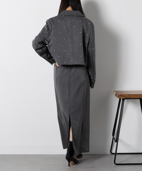 MAISON BREEZE（メゾンブリーズ）の「【MAISON BREEZE】T/R/Puツイル パール付きテーラードジャケット XNN（テーラードジャケット・レディース・ブラック/チャコールグレー・FREE）」の9枚目の写真
