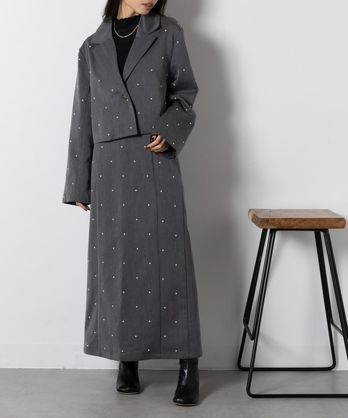 MAISON BREEZE（メゾンブリーズ）の「【MAISON BREEZE】T/R/Puツイル パール付きテーラードジャケット XNN（テーラードジャケット・レディース・ブラック/チャコールグレー・FREE）」の7枚目の写真