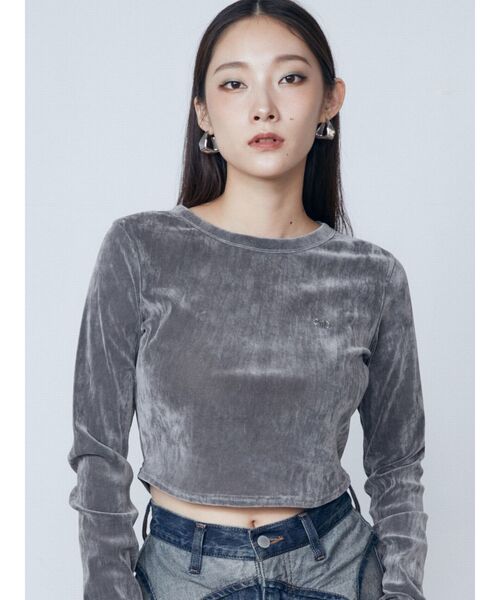セール】シアーベロアプレートトップス（Tシャツ/カットソー