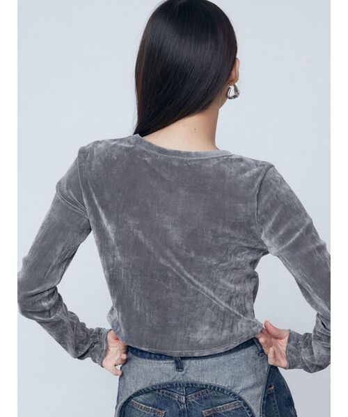EMODA(エモダ)の「シアーベロアプレートトップス(Tシャツ/カットソー・レディース・グレー/ブルー/ブラック・FREE)」の9枚目の写真