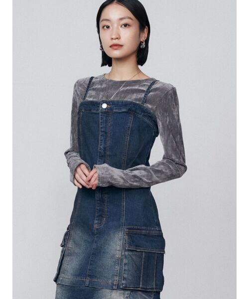 EMODA(エモダ)の「シアーベロアプレートトップス(Tシャツ/カットソー・レディース・グレー/ブルー/ブラック・FREE)」の19枚目の写真