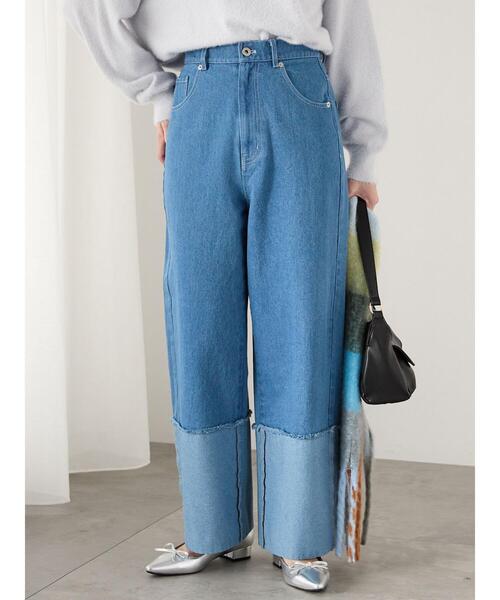 Te chichi TERRASSE（テチチテラス）の「◎ロールアップカットオフデニムパンツ（その他パンツ・レディース・ブルー/ネイビー・L/M）」の3枚目の写真