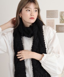 MONCLER ブラック ケーブルニットマフラー MONCLER ブラック ケーブルニットマフラー MONCLER(モンクレール