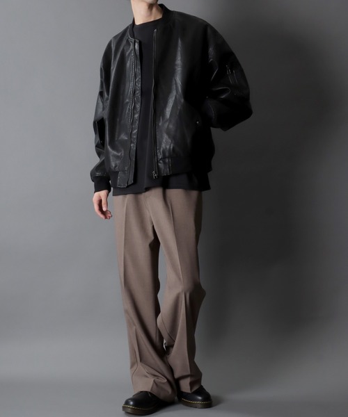 リアルレザー ヴィンテージ フライトジャケット 本革 ブラック Mサイズ セール】Synthetic Leather MA-1/オーバーサイズ シンセティック
