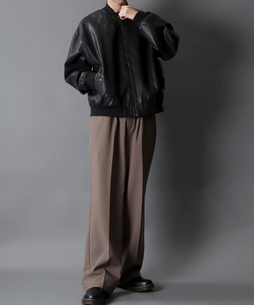 セール】Synthetic Leather MA-1/オーバーサイズ シンセティックレザー