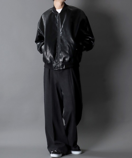 セール】Synthetic Leather MA-1/オーバーサイズ シンセティックレザー