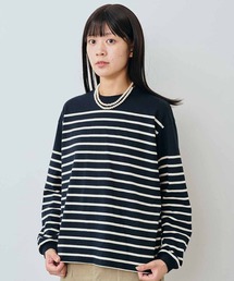 THREE FIFTY STANDARD（スリーフィフティースタンダード）の「ＴＨＲＥＥ　ＦＩＦＴＹ　ＳＴＡＮＤＡＲＤ　クルーネックのパネルボーダーＴシャツ（Tシャツ/カットソー）」