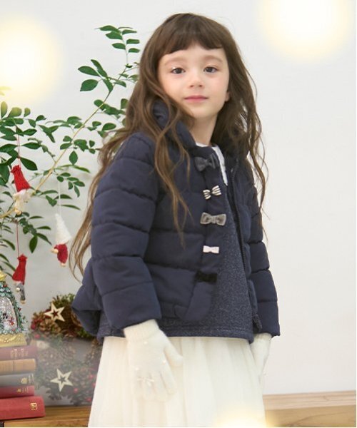 petit main（プティマイン）の「中綿リボンジャケット（ブルゾン・キッズ・ライトピンク/ライトベージュ/ネイビー・80ｃｍ/90cm/100cm/110cm/120cm/130cm）」の21枚目の写真