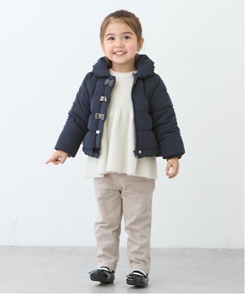 petit main（プティマイン）の「中綿リボンジャケット（ブルゾン・キッズ・ライトピンク/ライトベージュ/ネイビー・80ｃｍ/90cm/100cm/110cm/120cm/130cm）」の4枚目の写真