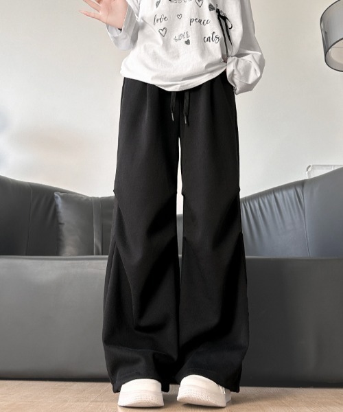 gossip！ロサンゼルス（ゴシップロサンゼルス）の「ニータック ワイドスウェットパンツ（スウェットパンツ・レディース・ホワイト/ライトグレー/ブラック/グレー・FREE）」の3枚目の写真