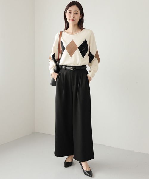 あ〜出品 セール】お手入れらくらくタックワイドパンツ/115668（その他