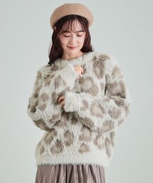 Cutie Blonde | ふわふわレオパード柄フェザーニット(ニット/セーター)