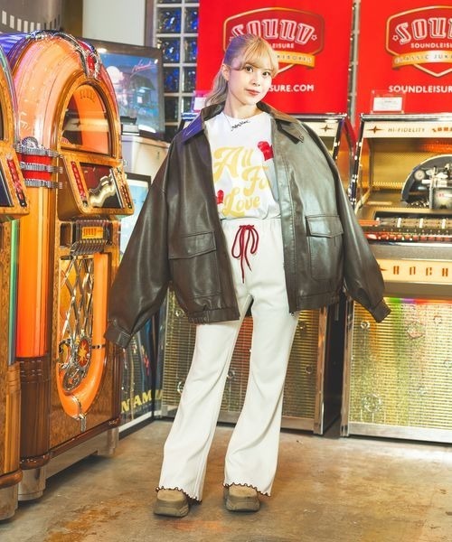 PBLIM（ページボーイリム）の「【PBLIM】ハートロゴフレアパンツ（その他パンツ・レディース・クリーム/ブラウン・FREE）」の7枚目の写真