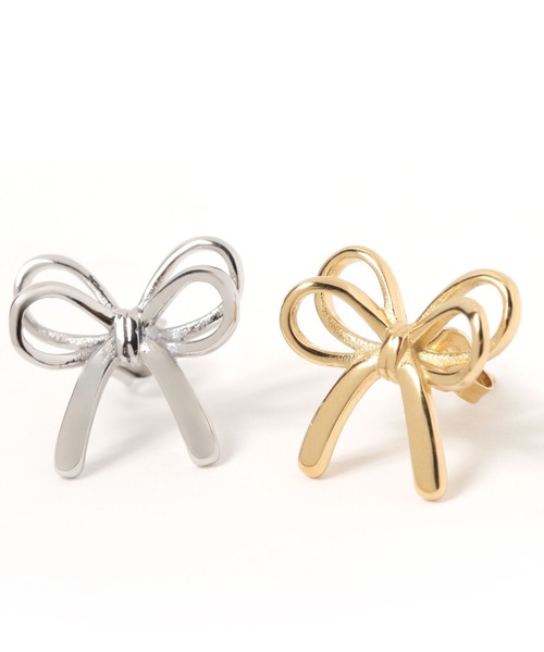 BAYFLOW（ベイフロー）の「ステンレス立体リボンピアス（ピアス（両耳用）・レディース・シルバー/ゴールド・FREE）」の3枚目の写真