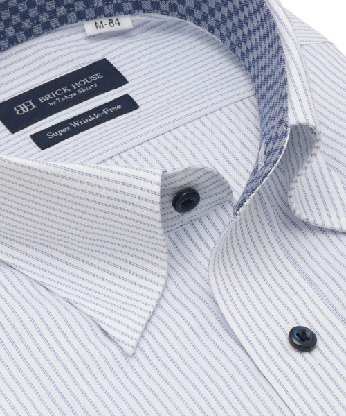 TOKYO SHIRTS(トウキョウシャツ)の「超形態安定ノーアイロン スナップダウン 長袖ビジネスワイシャツ(ビジネスシャツ・メンズ・ブルー・首回り37cm-裄丈80cm/首回り39cm-裄丈80cm/首回り39cm-裄丈84cm/首回り41cm-裄丈82cm/首回り41cm-裄丈86cm/首回り42cm-裄丈82cm/首回り42cm-裄丈86cm/首回り43cm-裄丈82cm/首回り43cm-裄丈86cm/首回り37cm-裄丈84cm)」の2枚目の写真