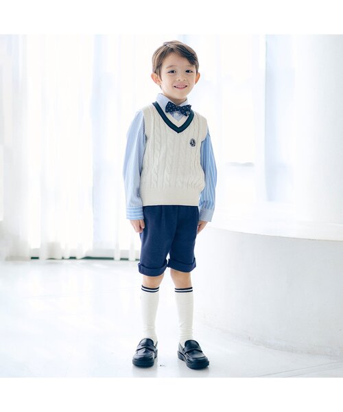 apres les cours（アプレレクール）の「ユニフォーマルハイソックス（ソックス/靴下・キッズ・オフホワイト/ネイビー・12/15 /18/21）」の3枚目の写真