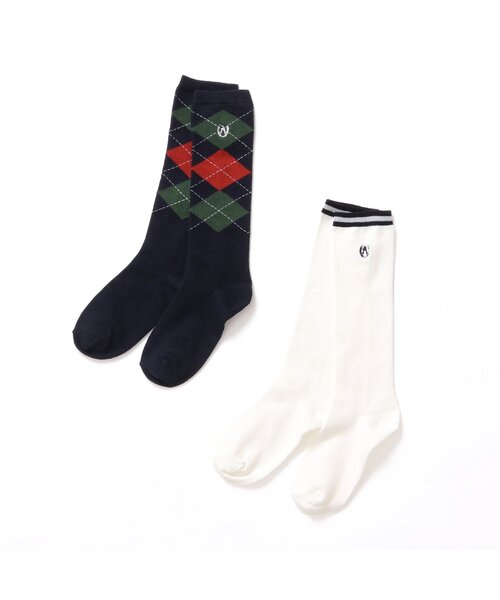apres les cours（アプレレクール）の「ユニフォーマルハイソックス（ソックス/靴下・キッズ・オフホワイト/ネイビー・12/15 /18/21）」の4枚目の写真