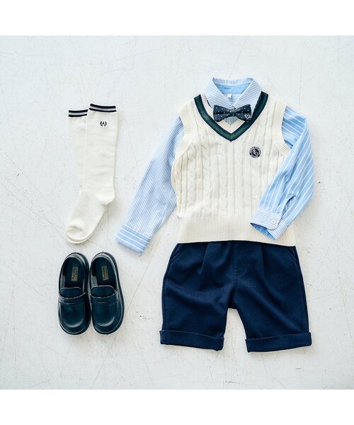 apres les cours（アプレレクール）の「ユニフォーマルハイソックス（ソックス/靴下・キッズ・オフホワイト/ネイビー・12/15 /18/21）」の6枚目の写真