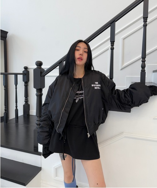 L.H.P（エルエイチピー）の「THE MYSTERIOUS HOTEL/ザ ミステリアス ホテル/CROPPED FLIGHT JACKET（ミリタリージャケット・レディース・ブラック・F）」の6枚目の写真