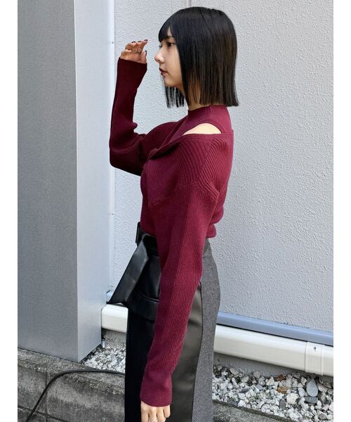 MURUA（ムルーア）の「ドッキングカシュクールニット（ニット/セーター・レディース・ブラック/ブルー/ホワイト/ボルドー・FREE）」の8枚目の写真