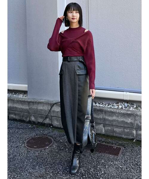 MURUA（ムルーア）の「ドッキングカシュクールニット（ニット/セーター・レディース・ブラック/ブルー/ホワイト/ボルドー・FREE）」の10枚目の写真